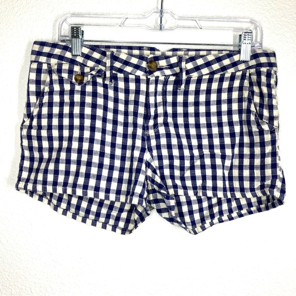 Lucky Brand Shorts Dispatcher Gingham 29 Navy Cotton Linen - Picture 3 of 16
